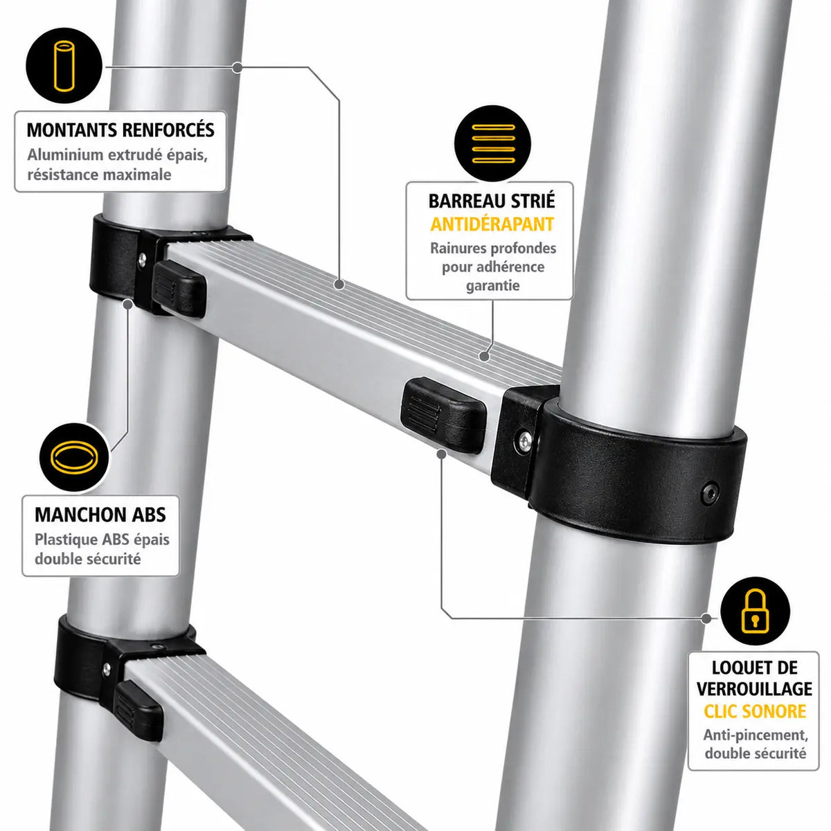 Échelle Télescopique 5m Noire Pro | ExpertEchelles