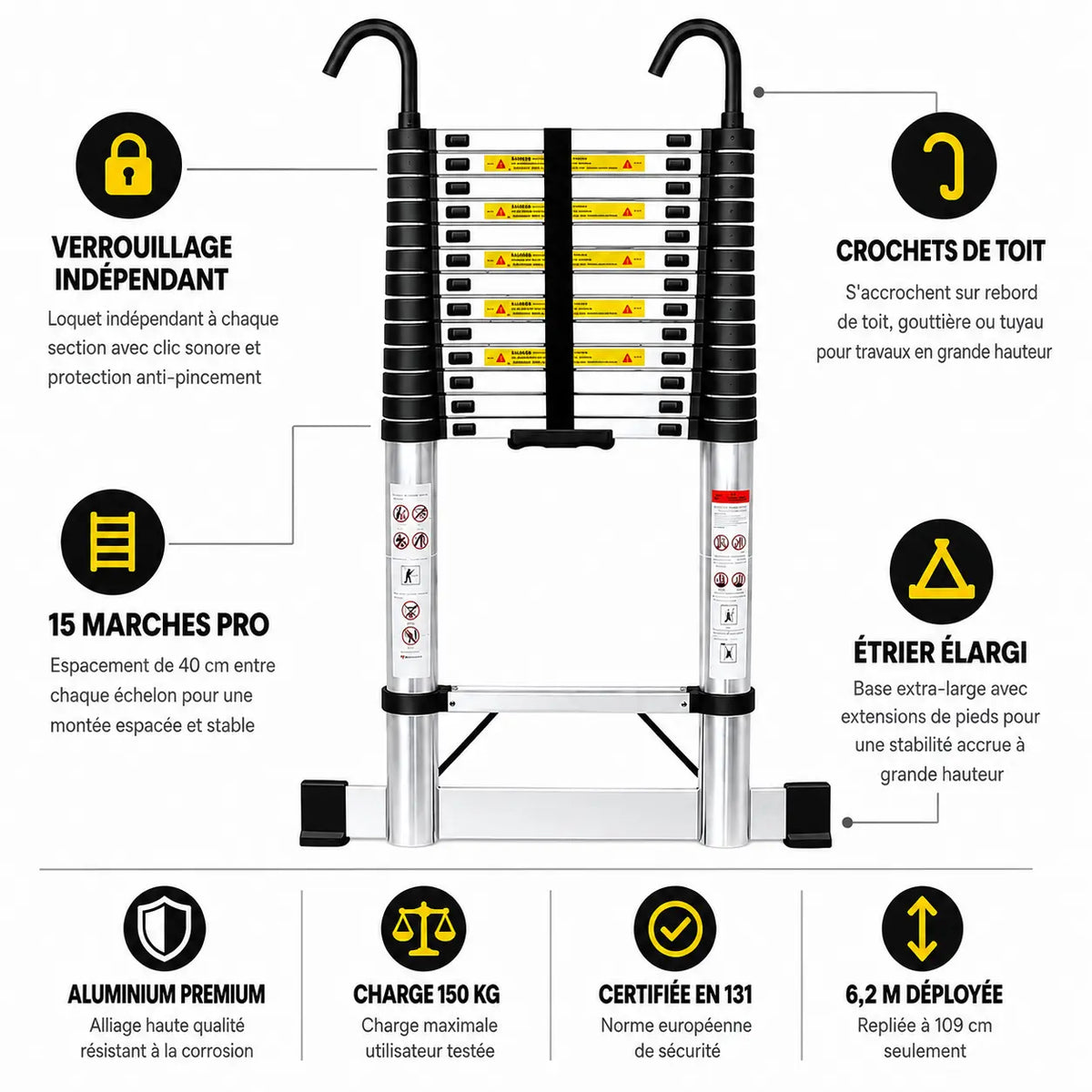 Échelle Télescopique 6,2m Pro | ExpertEchelles